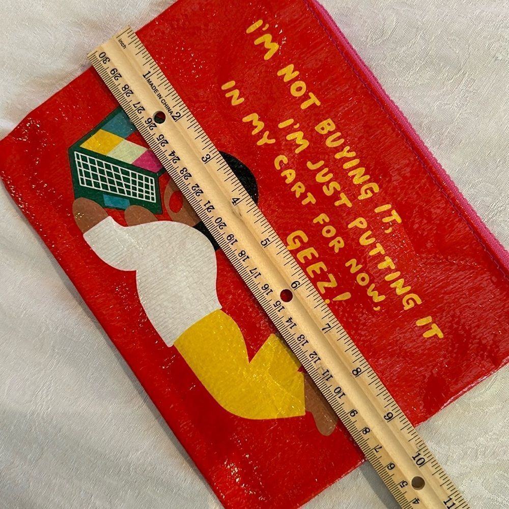 Blue Q Zipper Pouch Recycled Plastic Just Shopping Buying Retro - Picture 4 of 7